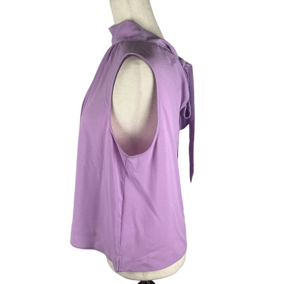 1.‎ STATE SLEEVELESS MOCK TIE NECK BLOUSE IN VIOLET TULLE NWT WOMEN'S SIZE LARGE - Picture 5 of 15